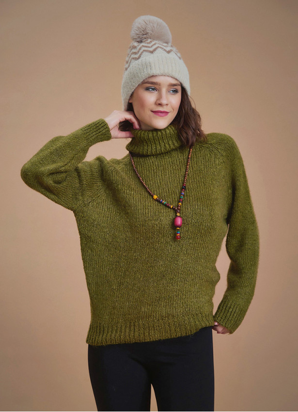 Bohemian Style Knitted Women's Khaki Sweater