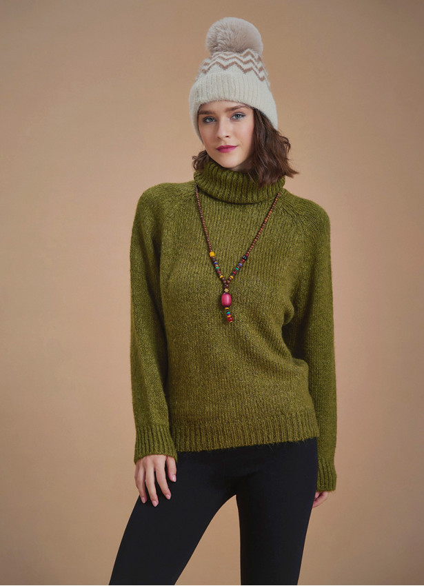 Bohemian Style Knitted Women's Khaki Sweater