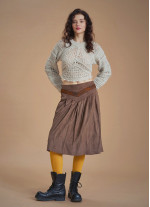 Flared Authentic Khaki Suede Skirt