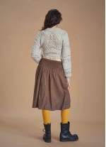 Flared Authentic Khaki Suede Skirt