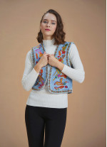 Authentic Patterned Cotton Denim Vest