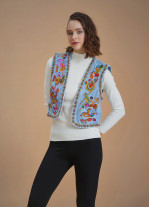 Authentic Patterned Cotton Denim Vest