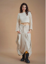 Open Crop Knitted White Sweater