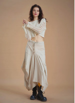 Asymmetrical Hem Detail Hippie Style Cotton Long Skirt