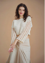 Open Crop Knitted White Sweater