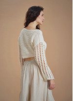 Open Crop Knitted White Sweater