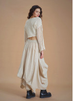 Asymmetrical Hem Detail Hippie Style Cotton Long Skirt