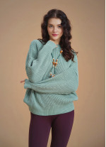 Bohemian Style Green Women Knitted Sweater