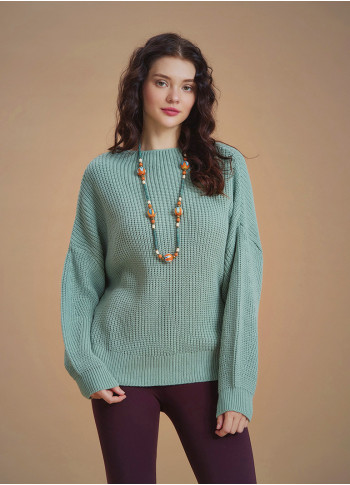 Bohemian Style Green Women Knitted Sweater