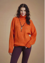 Bohemian Style Knitted Women's Orange Sweater