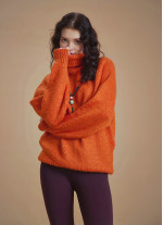 Bohemian Style Knitted Women's Orange Sweater