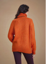 Bohemian Style Knitted Women's Orange Sweater