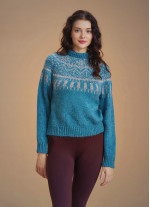 Retro Blue Zigzag Patterned Sweater