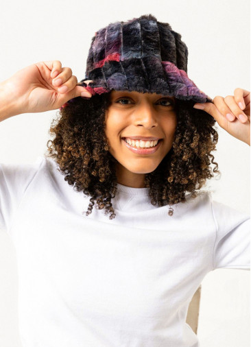 Maroon Patterned Bucket Women's Hat