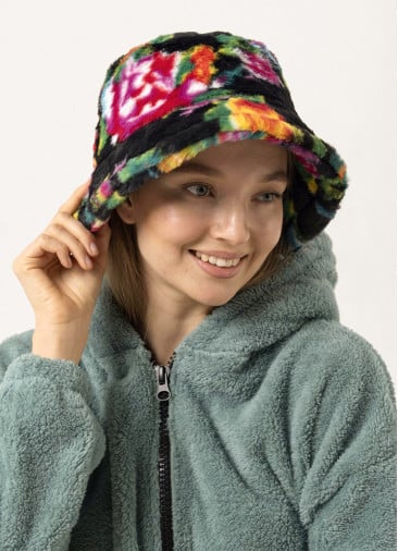 Black Floral Bucket Women's Hat