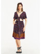 Border Hem Detail Tie Front Purple Floral Summer Dress