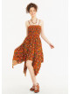 Mustard Floral Square Neck Hanky Hem Sundress