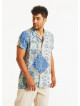 Blue Patterned Comfortable Fit Men's Shirt