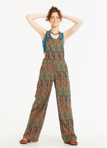 Adjustable Buckle Straps Flower Print Jumpsuit