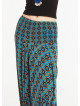 Blue Print Wide Shirred Waist Boho Style Harem Pants