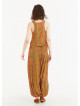 Mustard Print Wide Shirred Waist Boho Style Harem Pants