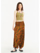 Mustard Print Wide Shirred Waist Boho Style Wholesale Harem Pants