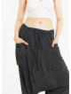 Grey Patterned Elastic Waist Capri Harem Pants