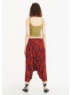 Red Patterned Elastic Waist Capri Harem Pants