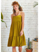 Strappy Square Neck Boho Style Tiered Green Dress