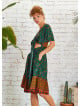 Border Hem Detail Tie Front Green Floral Summer Dress