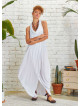 Boho Style Loose  Cowl Neck White Dress