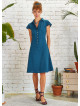 Shirt Collar Short Sleeve Petrol Dress