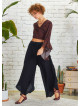 Boho Style Draw String Black Wide Leg Loose Pants