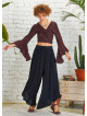 Boho Style Draw String Black Wide Leg Loose Pants