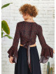 Brown Patterned Gypsy Style Bell Sleeve Crop Top