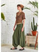 Draped Front Detail Elastic Waist Khaki Salwar Pants