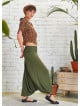 Draped Front Detail Elastic Waist Khaki Salwar Pants