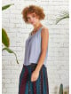 Scoop Neckline Sleeveless Boho Gray Backless Top