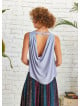 Scoop Neckline Sleeveless Boho Gray Backless Top