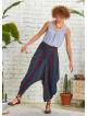 Women Anthracite Patterned Baggy Pants with Draped