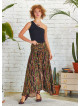 Shabby Ethnic Patterned Asymmetric Skirt