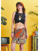 Boho Chic Flared Wrap Brown Print Mini Skirt