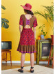 Border Hem Detail Tie Front Red Floral Summer Dress