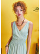 Double Breasted Collar Layered Boho Light Green Dress