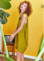 Sleeveless Loose Green Tie Dye Tunic Dress