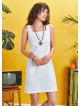 Square Neck Front Pocket Strappy White Dress