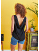 Scoop Neck Wide Strap Black Open Back Top