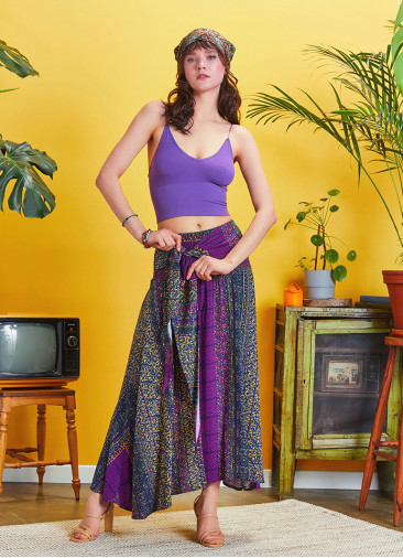 Shabby Purple Patterned Asymmetric Skirt