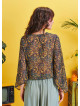 Wrap Front Chiffon Yellow Floral Bell Sleeve Top