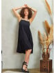 Strappy Square Neck Boho Style Tiered Black Dress